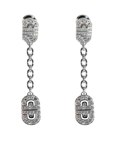 Bulgari Bvlgari Parentesi Diamond Drop Earrings In 18k White Gold 1.15 Ctw In Metallic