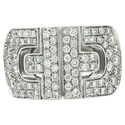 Pre-owned Bulgari Bvlgari Parentesi Revolution 18k White Gold 1.10ctw Diamond Covered Ring