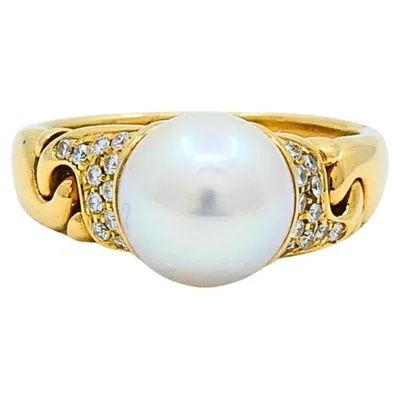 Pre-owned Bulgari Bvlgari Pearl Diamond 18k Gold Cocktail Ring In Multi