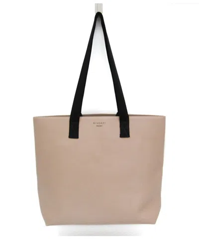Pre-owned Bulgari Bvlgari Pink Beige Leather Tote (authentic Pre-loved)