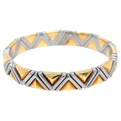 Pre-owned Bulgari Bvlgari “piramide” Gold And Steel Cuff Bangle, 1980s In Multi