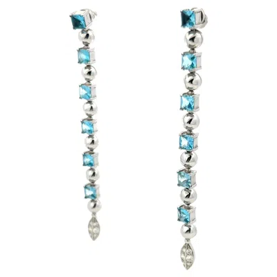 Pre-owned Bulgari Bvlgari Platinum Dangling Earrings With 0.16 Carat Round G-vs2 Diamonds In Multi