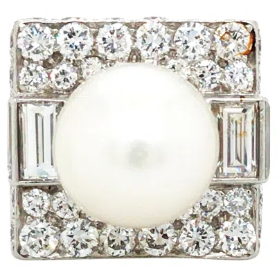 Pre-owned Bulgari Bvlgari, Platinum Pearl Diamond Trombino Ring, Gia In Multi