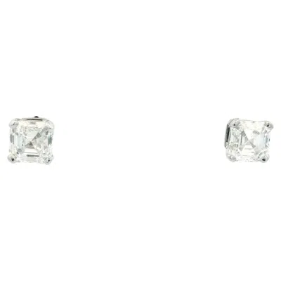 Pre-owned Bulgari Bvlgari Platinum Radiant-cut Diamond Earrings Studs W/box & Gia Certificate In Multi
