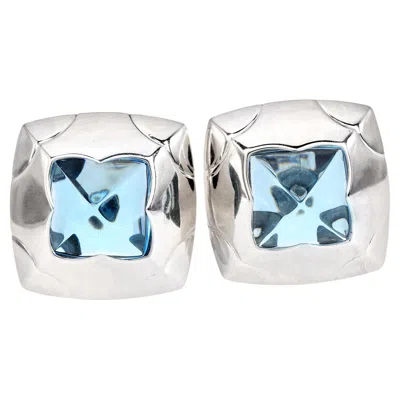 Pre-owned Bulgari Bvlgari Pyramid Blue Topaz Earrings 18k White Gold