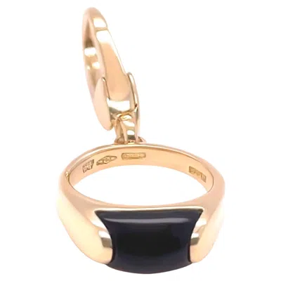 Pre-owned Bulgari Bvlgari Rare 18ct Yellow Gold Tronchetto Onyx Charm Pendant 2.74g