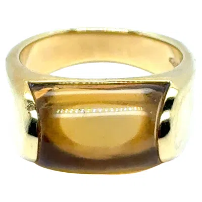 Pre-owned Bulgari Bvlgari Ring With Citrine In 18 Karat Yellow Gold