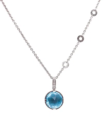 Pre-owned Bulgari Bvlgari Roma Parentesi Necklace 18kt White Gold With 7.24 Ctw Diamonds & Topaz