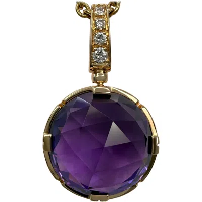 Pre-owned Bulgari Bvlgari Rose Cut Amethyst & Diamond 18k Rose Gold Parentesi Pendant Necklace In Red