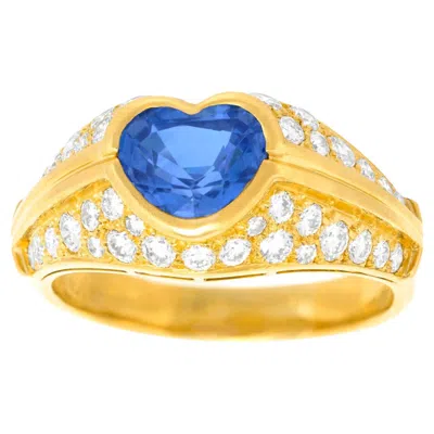Pre-owned Bulgari Bvlgari Sapphire And Diamond Ring In Blue