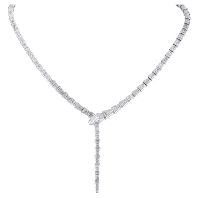Pre-owned Bulgari Bvlgari Serpenti 18k White Gold 14.03ct Diamond Necklace Bv18-051926