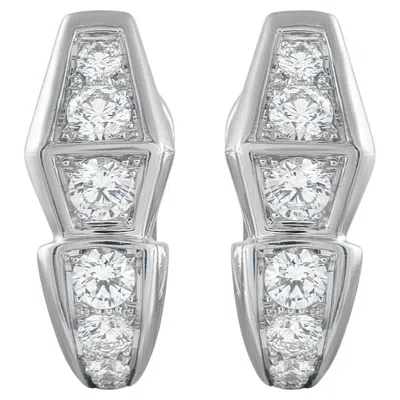 Pre-owned Bulgari Bvlgari Serpenti 18k White Gold 1.52ct Diamond Earrings Bv02-011426