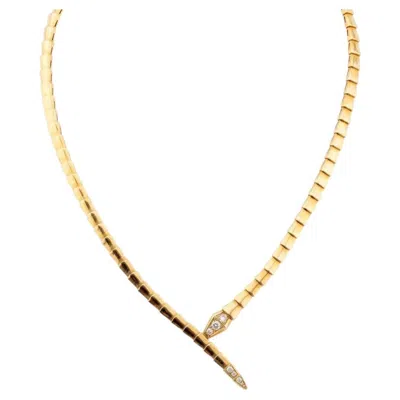 Pre-owned Bulgari Bvlgari Serpenti Diamond 18k Rose Gold Choker Necklace Full Set In Red