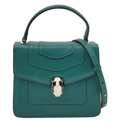 Pre-owned Bulgari Bvlgari Serpenti Forever Small Leather Top Handle Crossbody Bag Green