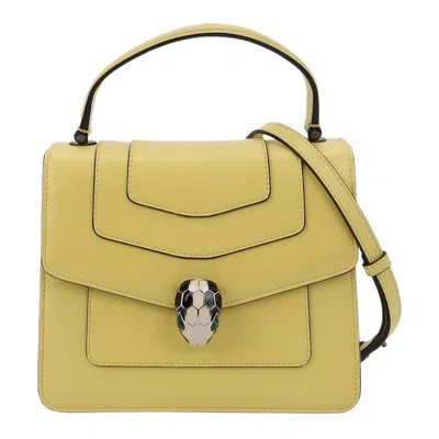Pre-owned Bulgari Bvlgari Serpenti Forever Small Leather Top Handle Crossbody Bag Yellow