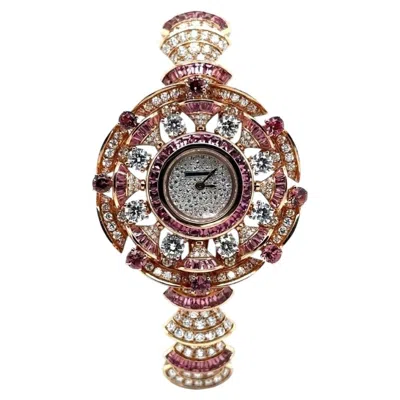Pre-owned Bulgari Bvlgari Serpenti Inspired Rose Gold Diamond Sapphire High Jewelry Watch In Red