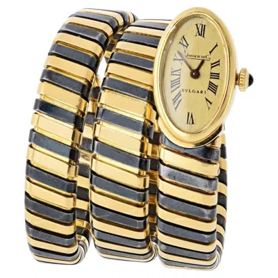 Pre-owned Bulgari Bvlgari Serpenti Jaeger Lecoultre 18k And Blackened Steel Watch In Multi