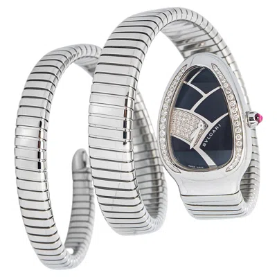 Pre-owned Bulgari Bvlgari Serpenti Sp35s Ss Quartz Black Dial Women Watch 35mm