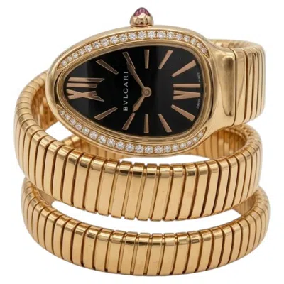 Pre-owned Bulgari Bvlgari Serpenti Tubogas Diamond Rose Gold Watch In Red