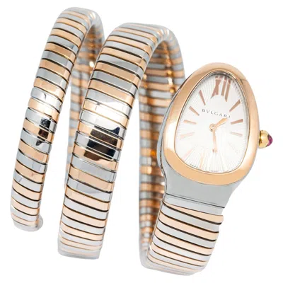 Pre-owned Bulgari Bvlgari Serpenti Tubogas Sp35spg 2014 Booklets 18k Rg Two Tone Quartz Watch 23mm In Multiple