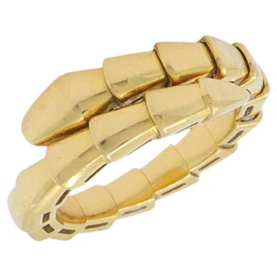 Pre-owned Bulgari Bvlgari Serpenti Viper 18k Gold Single Coiled Snake Ring In Multiple