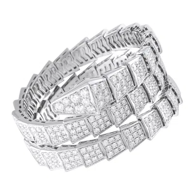 Pre-owned Bulgari Bvlgari Serpenti Viper 18k White Gold Diamond Bracelet