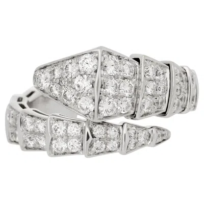 Pre-owned Bulgari Bvlgari Serpenti Viper Single Coil Pave Diamond Ring - Size Large In Multi