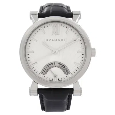 Pre-owned Bulgari Bvlgari Sotirio Retrograde Steel White Dial Automatic Mens Watch Sb42sdr