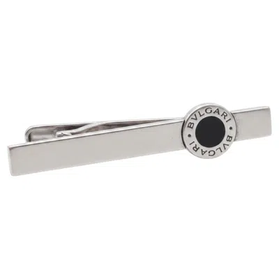 Pre-owned Bulgari Bvlgari Sterling Silver Black Onyx Tie Pin, Modern Italian Design