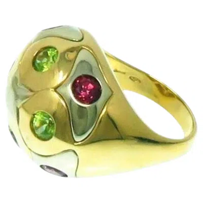 Pre-owned Bulgari Bvlgari Tourmaline 18k Yellow Gold Ring