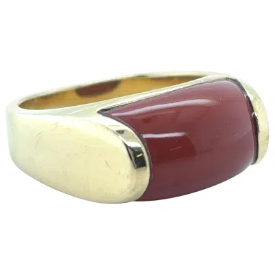 Pre-owned Bulgari Bvlgari Tronchetto Vintage Carnelian 18 Karat Yellow Gold Ring