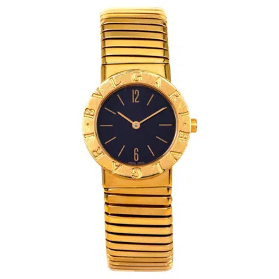 Pre-owned Bulgari Bvlgari Tubogas 18k Yellow Gold Black Dial Swiss Ladies Watch