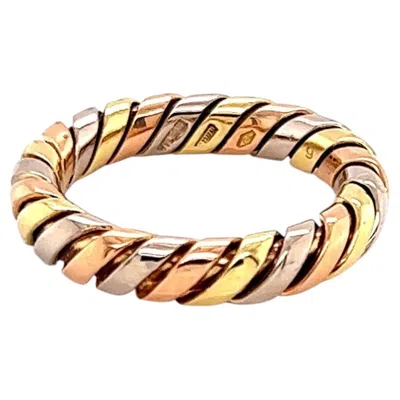 Pre-owned Bulgari Bvlgari Tubogas Tri-color 18k Gold Band Ring Size 6.5 In Multiple