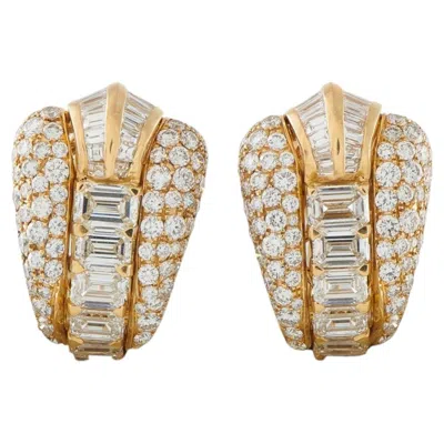 Pre-owned Bulgari Bvlgari Vintage 18k Yellow Gold 12.0ct Diamond Earrings Bv09-071626