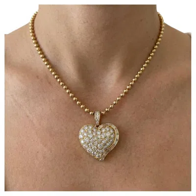 Pre-owned Bulgari Bvlgari Vintage 18k Yellow Gold Diamond Heart Pendant Necklace