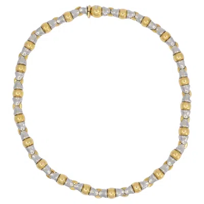 Pre-owned Bulgari Bvlgari Vintage  18k Gold Stainless Steel Collar Necklace In Multi