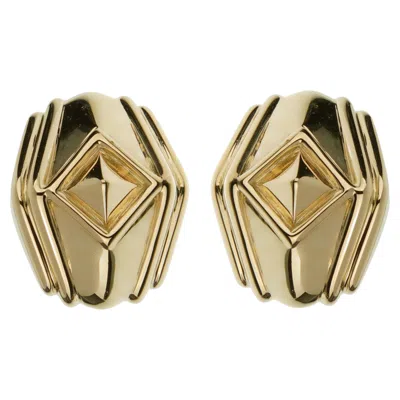 Pre-owned Bulgari Bvlgari Vintage Pyramid 18k Yellow Gold Earrings