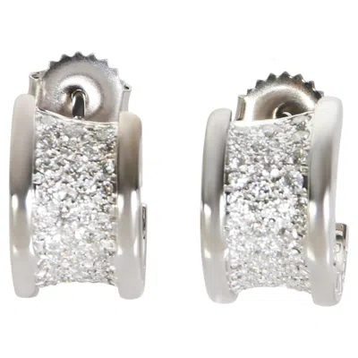 Pre-owned Bulgari Bvlgari White Gold Diamond B.zero1 Hoop Earrings