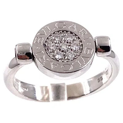 Pre-owned Bulgari Bvlgari White Gold Pave Diamond And Black Onyx Flip In 18kt Engagement Ring