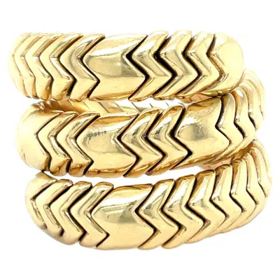 Pre-owned Bulgari Bvlgari Yellow Gold 3 Row 'spiga' Ring Band