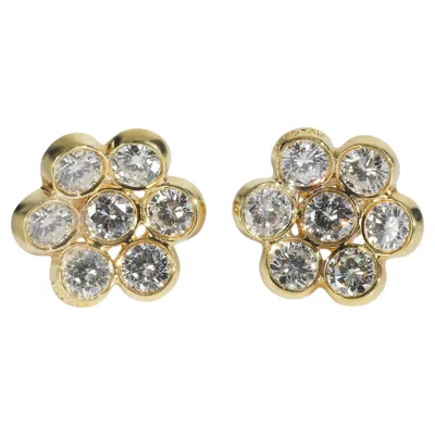 Pre-owned Bulgari Bvlgari Yellow Gold Diamond Vintage Flower Cluster Earrings