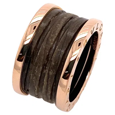 Pre-owned Bulgari Bvlgari Zero 18ct Rose Gold Ceramic & Gold Ring In Red