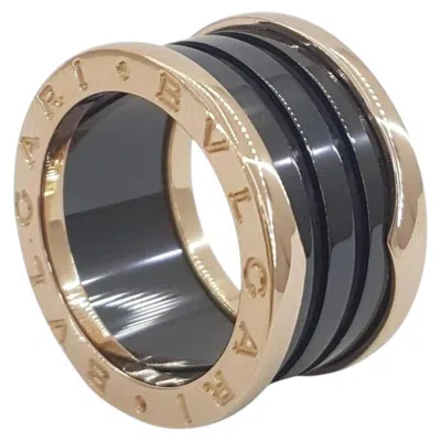 Pre-owned Bulgari B.zero1 18k Rose Gold & Black Ceramic Four-band Ring Size 5 In Red