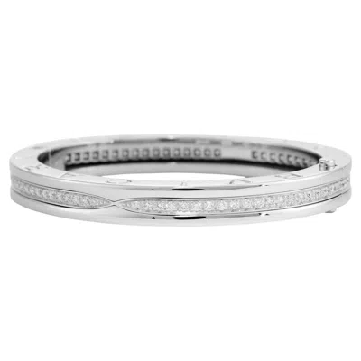 Pre-owned Bulgari B.zero1 18k White Gold Diamond Bangle Bracelet, 1.27ct, Small