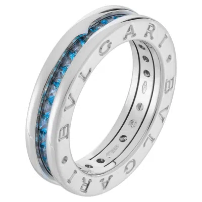 Pre-owned Bulgari B.zero1 Blue Topaz 18 Kt White Gold Ring With Box