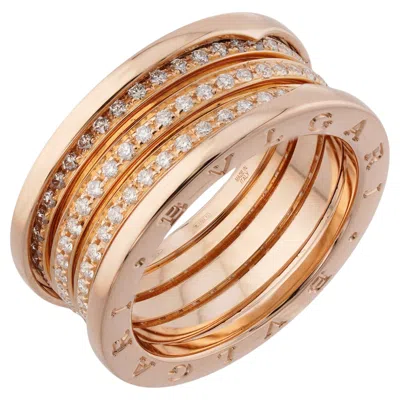 Pre-owned Bulgari B.zero1 Full Diamond Rose Gold Ring 11 In Red