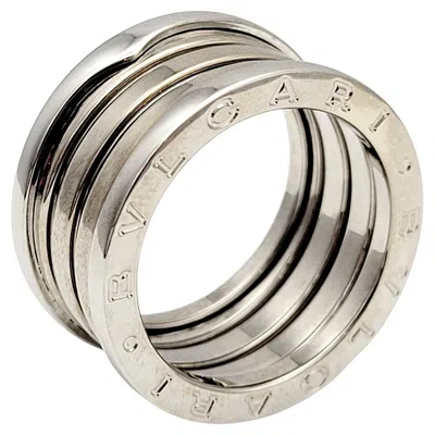 Pre-owned Bulgari B.zero1 Logo Etched Wide Modern Multi Row Band Ring 18 Karat White Gold