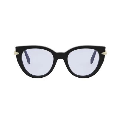 Bulgari Cat-eye Frame Glasses In Shiny Black