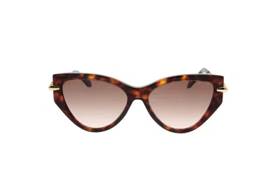 Bulgari Cat-eye Frame Sunglasses In Red Havana / Gradient Brown