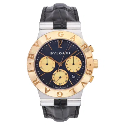 Pre-owned Bulgari Diagano Stainless Steel & 18k Yellow Gold Chronograph Quartz Watch